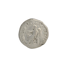 Denarius of Commodus (161–192 CE). Obverse: Head of Commodus in a laurel wreath to the right,