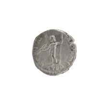 Denarius of Commodus (reign 177–192). Obverse: Head of Commodus in a laurel wreath facing right,