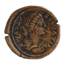 Sestertius, Marcus Aurelius (121–180; Roman emperor 161–180), issuer. Obverse: Bust of Faustina II
