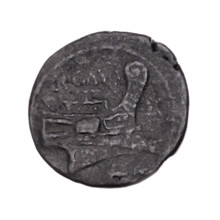 Obv. Head of Roma in an Attic helmet to right; behind her the mark of value o. Pearl border. Rev.