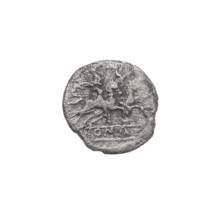 sestertius; Dioscuri on horses; Roma (mythology); Dioscuri (mythology); obv. Head of Roma in a