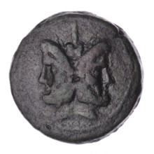 Obv. Head of Janus in laurel wreath; above value mark I. Continuous border. Rev. Ship's prow right;