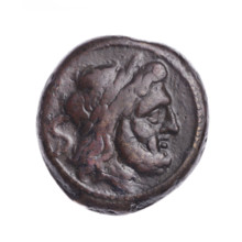 Semis; obverse: head of Saturn in laurel wreath at right, behind it value mark S; reverse: ship's