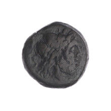 Obv. Head of Saturn in laurel wreath in right; behind it value mark S. Rev. Ship's prow in right;