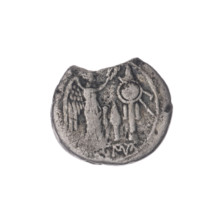 Jupiter (mythology), Victoria (personification), head of Jupiter, trophies, spearheads, crowning