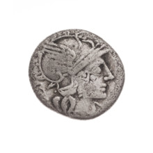Denarius. Obverse: Helmeted head of Roma facing right; behind it the inscription 'C. ANTE'