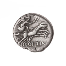 denarius, Titinius, C. (fl. 141 BC), publisher, Wiktoria on a biga, origin, Wiktoria