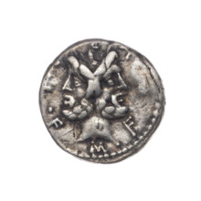 Denarius, M. Furius Philus (fl. 119 BC), Roman Republic, 119 BC. Obverse: Head of Janus in a laurel