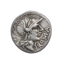 Denarius, Cn. Domitius Ahenobarbus (publisher, fl. 118–96 BC; politician, consul). Obverse: