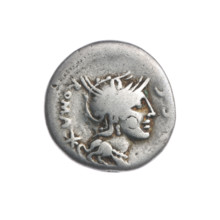 Denarius, M. Sergius Silus (publisher), fl. 116–115 BC. Roman Republic, 116–115 BC. Silver coin