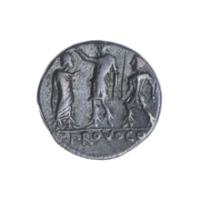 denarius, Porcius Laeca, P. (fl. 110–109 BC), publisher; Roma (mythology). Obv.: Head of Roma in a