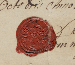 Bill of exchange handwritten by Ludwik Ruppert with a wax seal and signature. Text instructs