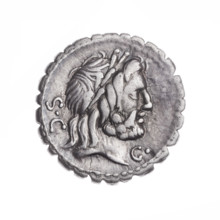 denarius serratus, Antonius Balbus, Q. (fl. 83–82 BC), publisher; Victoria on a quadriga; Jupiter,