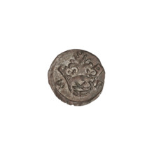 Crown denarius of Sigismund I the Old (King of Poland, reign 1506–1548). Obverse: royal crown with