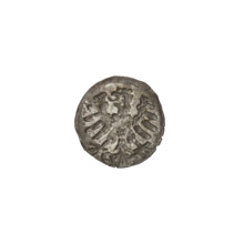 Crown denarius of Sigismund I the Old (King of Poland; 1506–1548). Obverse: royal crown with the