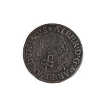 Three-piece coin with the countersignature of the City of Gdansk from 1577. Obverse: male bust in