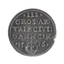 Gdansk trojak, Sigismund I the Old (King of Poland, 1506–1548), 1536. Obverse: Crowned male bust in
