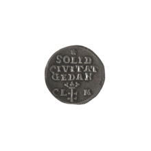 Gdansk trial szelag?, Monogramist CLM (1793); trial coin. Obverse: Under the crown, a tied monogram