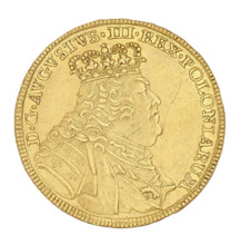 Crown double ducat, maker: Croll, Ernest Dietrich (fl. 1753–1763). Issued under August III the
