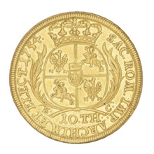 Double Augustor; maker: Ernest Dietrich Croll (fl. 1753–1763); subject: August III the Saxon (King