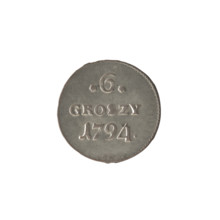 Crown sixer, Stanislaw August Poniatowski (King of Poland; 1732–1798), 1794. Coin