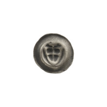 Denarius - bracteate; subject: triangular shield with a cross (arms reaching its edge) with a cross