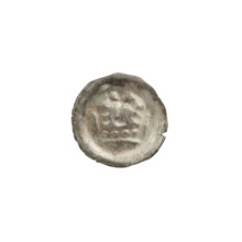 Denarius bracteate, crown I (iconographic); subject: crowns, one-sided coin with crosses;