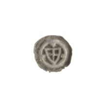 Denarius - bracteate; one-sided coin showing a triangular shield with a cross whose arms reach the