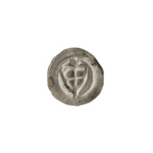 Denarius - bracteate; triangular shield with a cross whose arms reach the edge; above the shield a