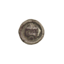 Denarius — bracteate imitation; one-sided coin featuring a gate with four rectangular openings