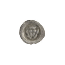 Denarius (bracteate). One-sided coin featuring a triangular shield with a cross whose arms reach