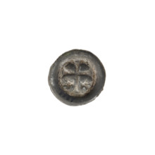 denarius - bracteate, Latin cross (iconographic) with widening, split ends of its arms; on both