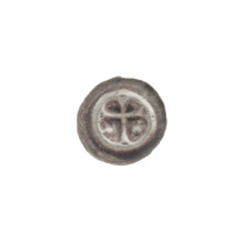 Denarius - bracteate; Latin cross with widening, split ends of its arms. On both sides of its