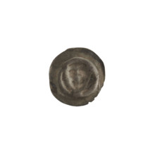 Denarius (bracteate), one-sided coin depicting a triangular shield with a cross whose arms reach