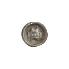 Denarius - bracteate, gate II (iconographic); Richard, Antoni (1841–1894). Gate topped with three