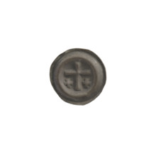 Denarius - bracteate; one-sided coin featuring a Latin cross with slightly widening arm tips; on