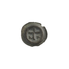Denarius bracteate, one-sided coin; subject: Latin cross and equal-armed crosses (iconography),