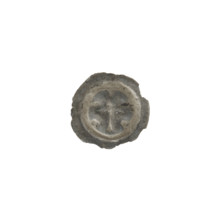Denarius — bracteate imitation; one-sided coin depicting a Latin cross with a shorter horizontal