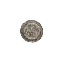 Denarius (bracteate), crown topped with a cross placed between two elongated, outwardly parting
