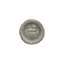 denarius - bracteate; triangular shield with a cross with arms reaching its edge; shields;