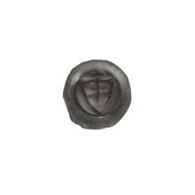 Denarius (bracteate), one-sided coin depicting a triangular shield with a cross whose arms reach