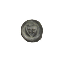 Denarius (bracteate), one-sided coin depicting a triangular shield with a cross whose arms reach