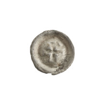 Denarius - bracteate; isosceles cross with widening arms; in one angle between its arms a