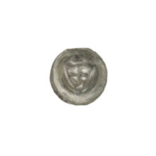 Denarius - bracteate; one-sided coin featuring a triangular shield bearing a cross with arms