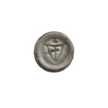 Denarius - bracteate: triangular shield with a cross whose arms reach the edge; horizontal beam