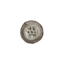 Denarius (bracteate), Gate II (iconographic). One-sided coin showing a gate topped with three