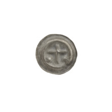 Denarius - bracteate, one-sided coin; subject: equal-armed crosses and Latin cross (iconography),