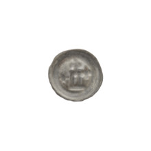 Denarius bracteate, rectangle-D (iconographic), Nerwinski, deposits, one-sided coin with two