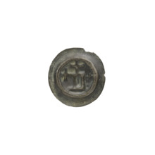 Denarius bracteate, rectangle-D (iconographic) with rectangular letter D bearing two attached