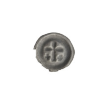 Denarius bracteate coin, one-sided; obverse: Latin cross with slightly widening arm ends, with an